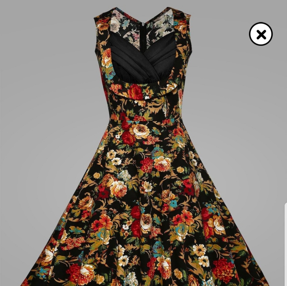 Pleated floral swing dress